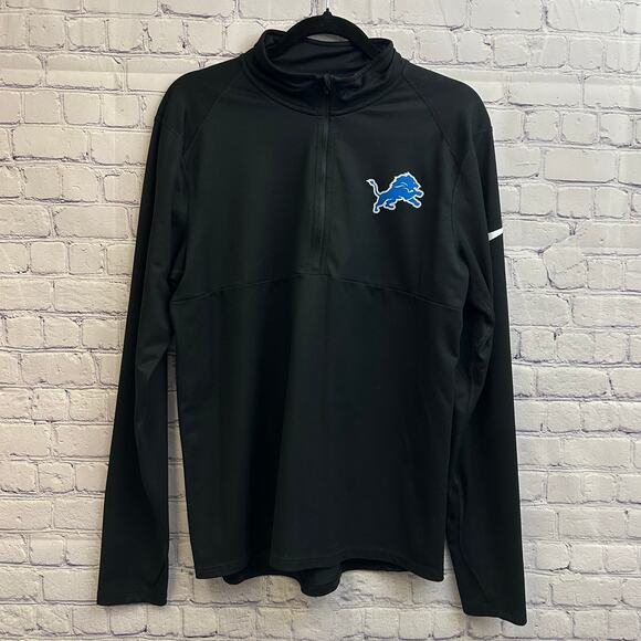 Nike Dri-Fit NFL Team Apparel Detroit Lions Quarter Zip Logo Thumbholes Large - Picture 1 of 7
